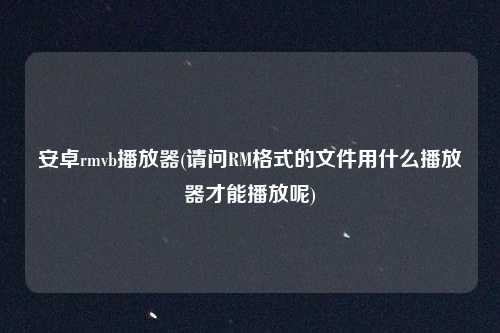 安卓rmvb播放器(请问RM格式的文件用什么播放器才能播放呢)