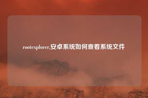 rootexplorer,安卓系统如何查看系统文件
