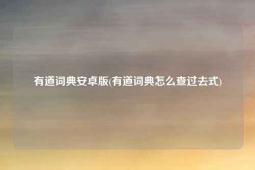 有道词典安卓版(有道词典怎么查过去式)