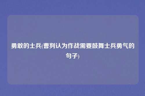 勇敢的士兵(曹刿认为作战需要鼓舞士兵勇气的句子)