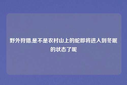 野外狩猎,是不是农村山上的蛇即将进入到冬眠的状态了呢