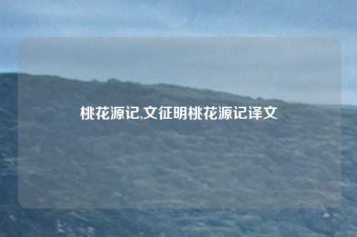 桃花源记,文征明桃花源记译文