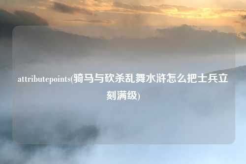 attributepoints(骑马与砍杀乱舞水浒怎么把士兵立刻满级)