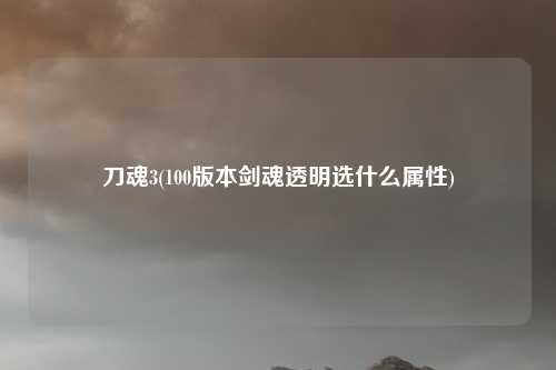 刀魂3(100版本剑魂透明选什么属性)