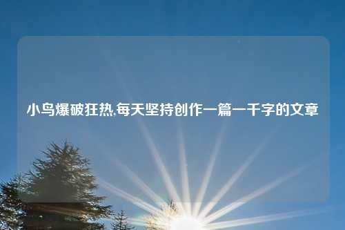 小鸟爆破狂热,每天坚持创作一篇一千字的文章