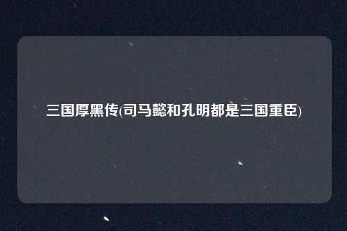 三国厚黑传(司马懿和孔明都是三国重臣)