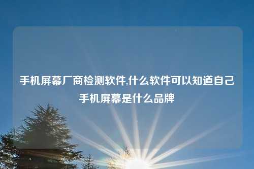 手机屏幕厂商检测软件,什么软件可以知道自己手机屏幕是什么品牌