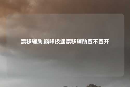 漂移辅助,巅峰极速漂移辅助要不要开