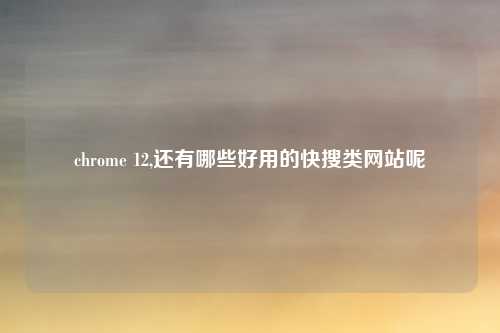 chrome 12,还有哪些好用的快搜类网站呢