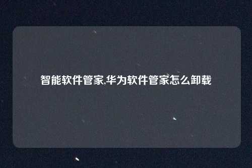 智能软件管家,华为软件管家怎么卸载