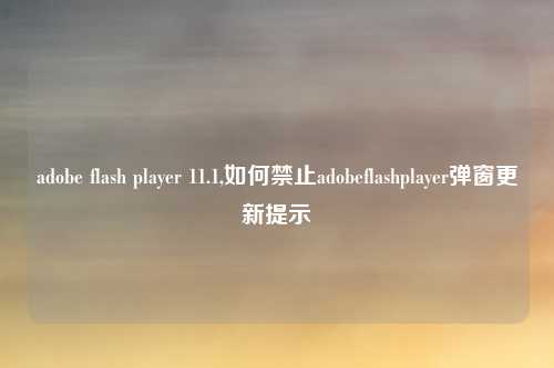 adobe flash player 11.1,如何禁止adobeflashplayer弹窗更新提示