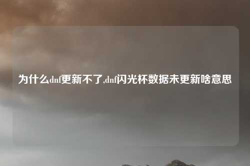 为什么dnf更新不了,dnf闪光杯数据未更新啥意思