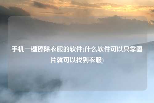 手机一键擦除衣服的软件(什么软件可以只靠图片就可以找到衣服)
