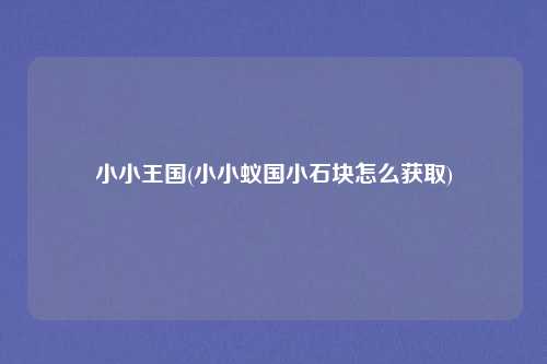 小小王国(小小蚁国小石块怎么获取)