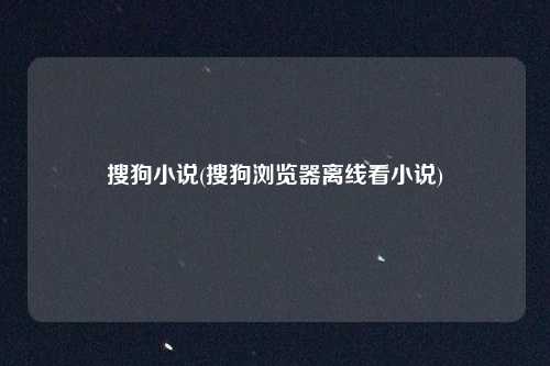 搜狗小说(搜狗浏览器离线看小说)