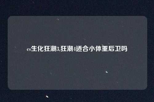 cs生化狂潮3,狂潮4适合小体重后卫吗