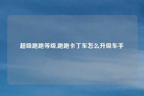 超级跑跑等级,跑跑卡丁车怎么升级车手