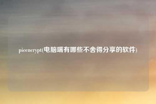 picencrypt(电脑端有哪些不舍得分享的软件)