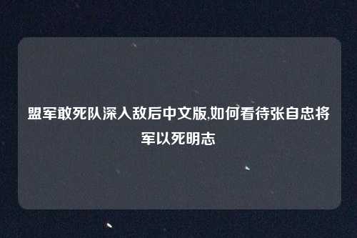 盟军敢死队深入敌后中文版,如何看待张自忠将军以死明志