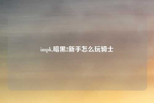 impk,暗黑2新手怎么玩骑士