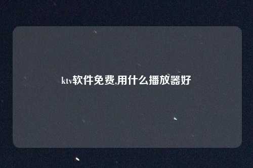 ktv软件免费,用什么播放器好