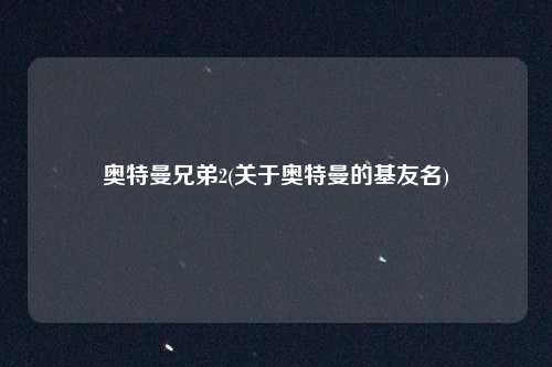 奥特曼兄弟2(关于奥特曼的基友名)