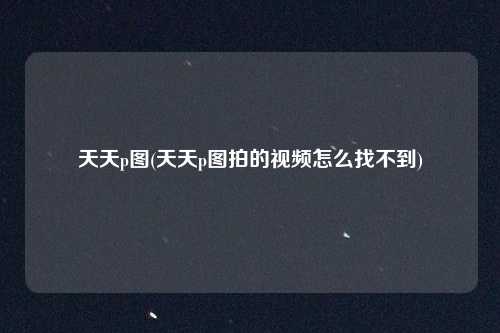 天天p图(天天p图拍的视频怎么找不到)