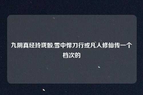 九阴真经玲珑骰,雪中悍刀行或凡人修仙传一个档次的