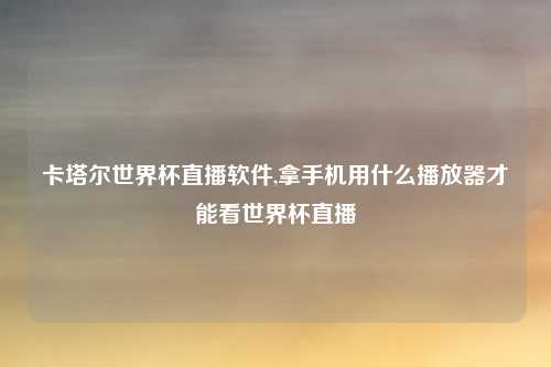 卡塔尔世界杯直播软件,拿手机用什么播放器才能看世界杯直播