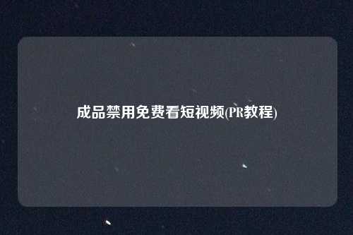 成品禁用免费看短视频(PR教程)