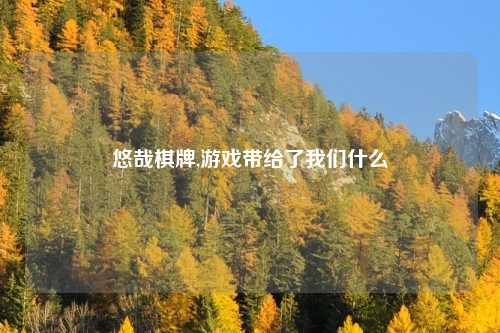 悠哉棋牌,游戏带给了我们什么