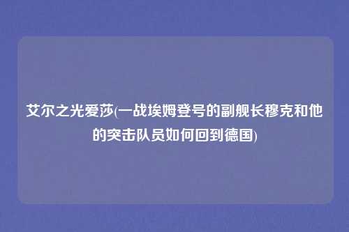 艾尔之光爱莎(一战埃姆登号的副舰长穆克和他的突击队员如何回到德国)