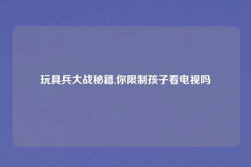 玩具兵大战秘籍,你限制孩子看电视吗