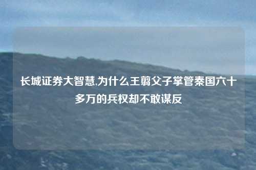 长城证券大智慧,为什么王翦父子掌管秦国六十多万的兵权却不敢谋反