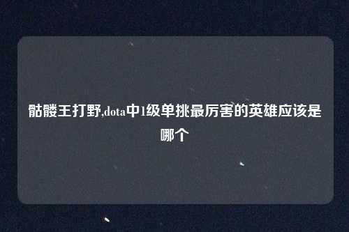 骷髅王打野,dota中1级单挑最厉害的英雄应该是哪个