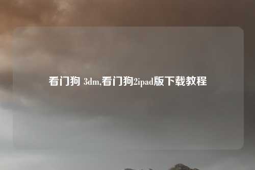 看门狗 3dm,看门狗2ipad版下载教程