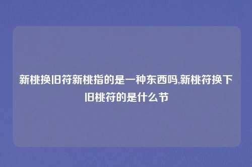 新桃换旧符新桃指的是一种东西吗,新桃符换下旧桃符的是什么节