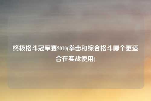 终极格斗冠军赛2010(拳击和综合格斗哪个更适合在实战使用)