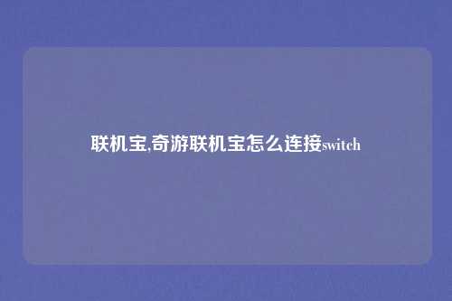 联机宝,奇游联机宝怎么连接switch