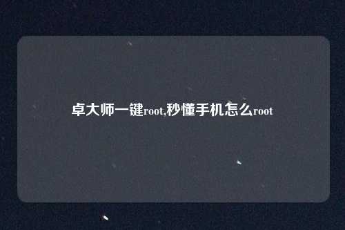 卓大师一键root,秒懂手机怎么root