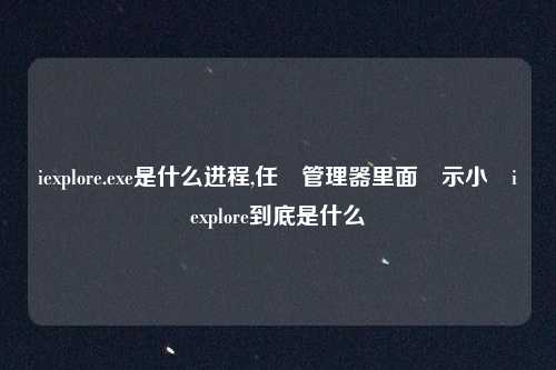 iexplore.exe是什么进程,任務管理器里面顯示小寫iexplore到底是什么