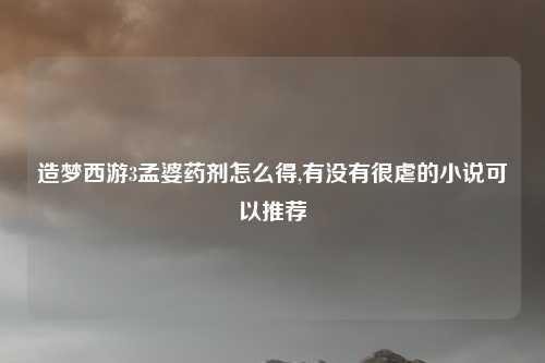 造梦西游3孟婆药剂怎么得,有没有很虐的小说可以推荐