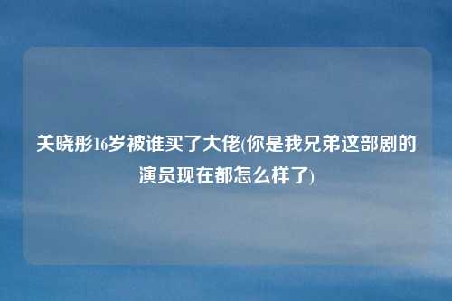 关晓彤16岁被谁买了大佬(你是我兄弟这部剧的演员现在都怎么样了)