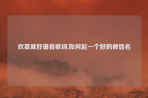 欢喜就好谐音歌词,如何起一个好的微信名