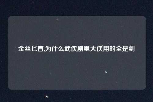 金丝匕首,为什么武侠剧里大侠用的全是剑
