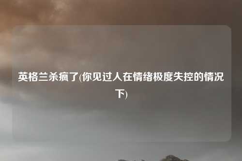 英格兰杀疯了(你见过人在情绪极度失控的情况下)