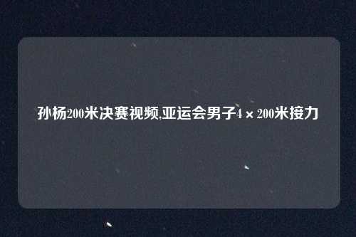 孙杨200米决赛视频,亚运会男子4×200米接力