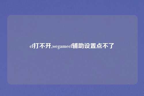 cf打不开,wegamecf辅助设置点不了