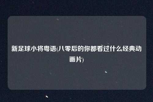 新足球小将粤语(八零后的你都看过什么经典动画片)