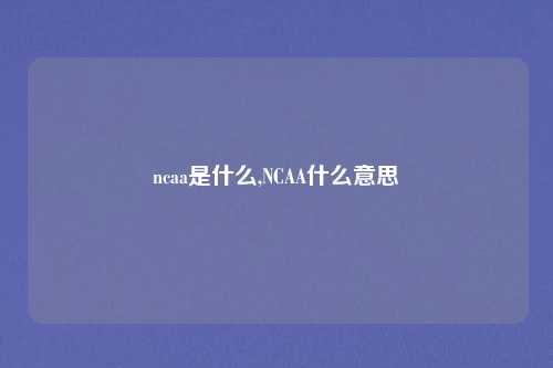 ncaa是什么,NCAA什么意思